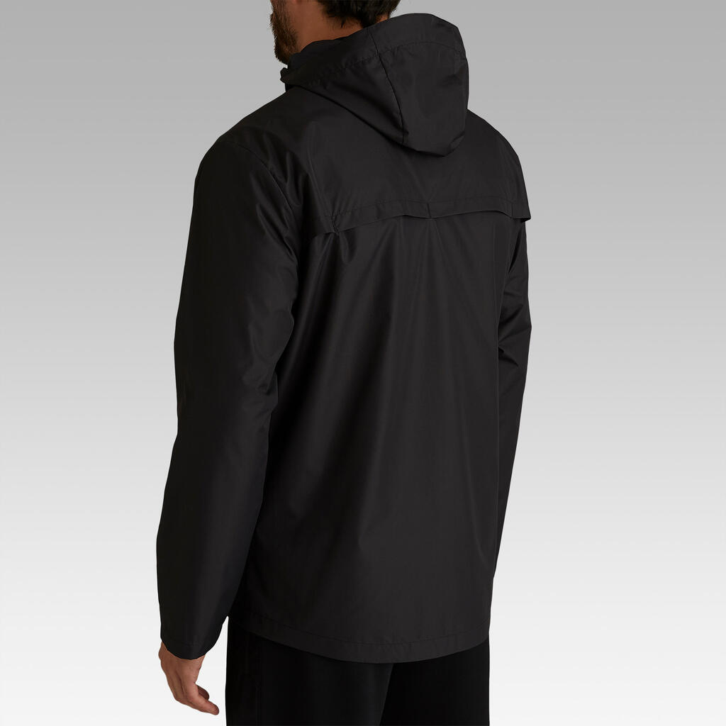 CHAQUETA IMPERMEABLE DE FÚTBOL ADULTOS T100 NEGRO