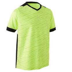 F500 Kids' Short-Sleeved Football Shirt - Neon Yellow/Black