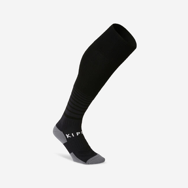 Kids' Football Socks F500 Black with Stripes