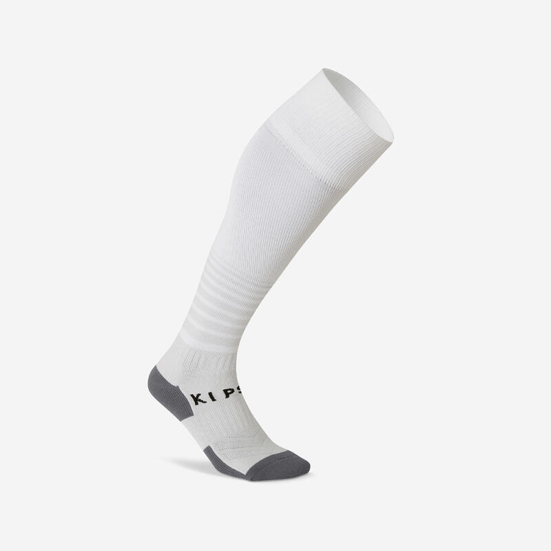 Kids' Football Socks F500 - White with Stripes