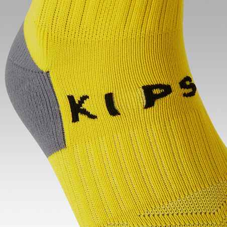 Kids' Football Socks F500 - Yellow with Stripes