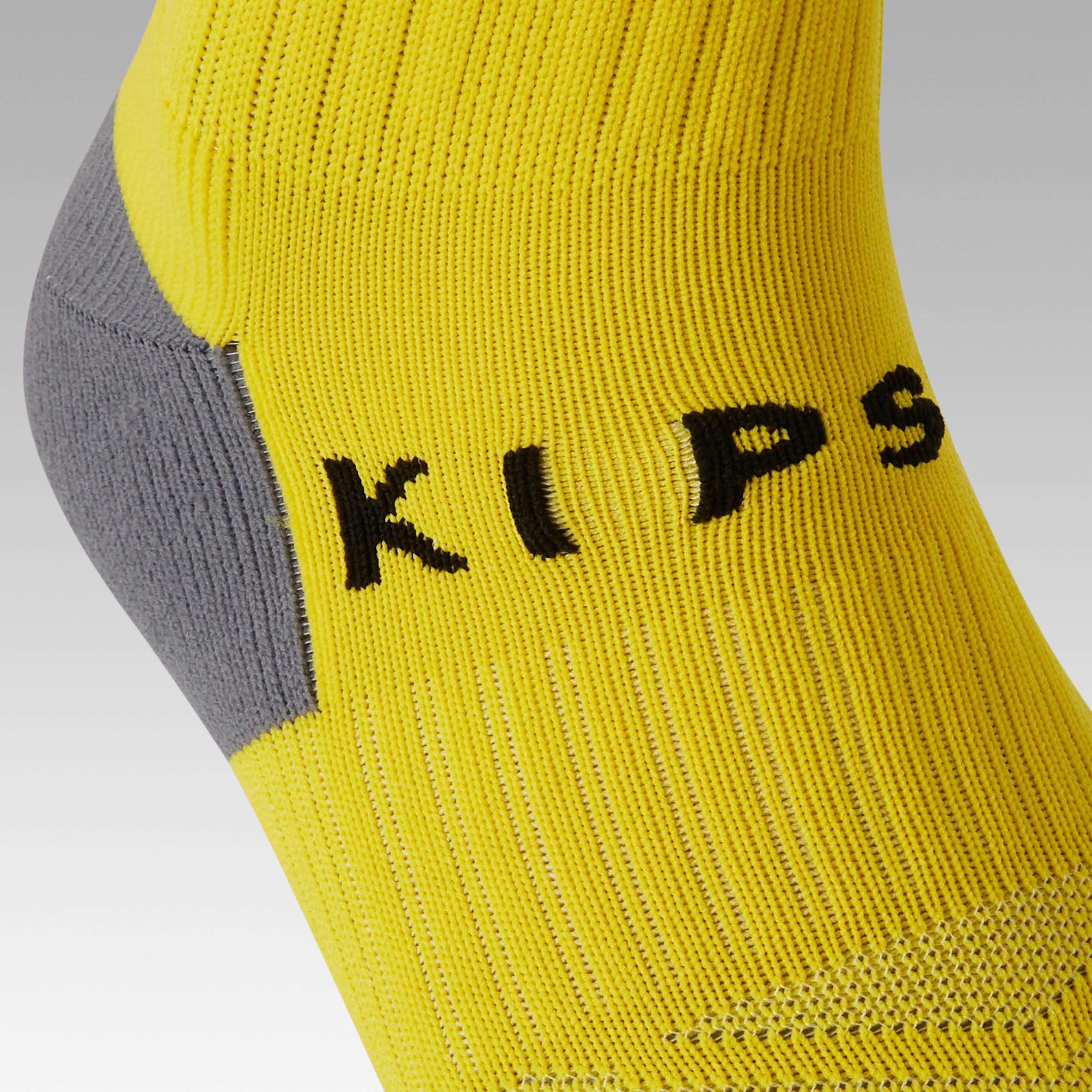 Kids' breathable football socks, yellow 4/7
