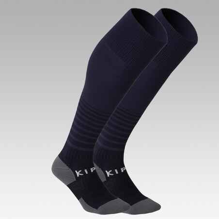 Kids' Football Socks F500 - Navy with Stripes