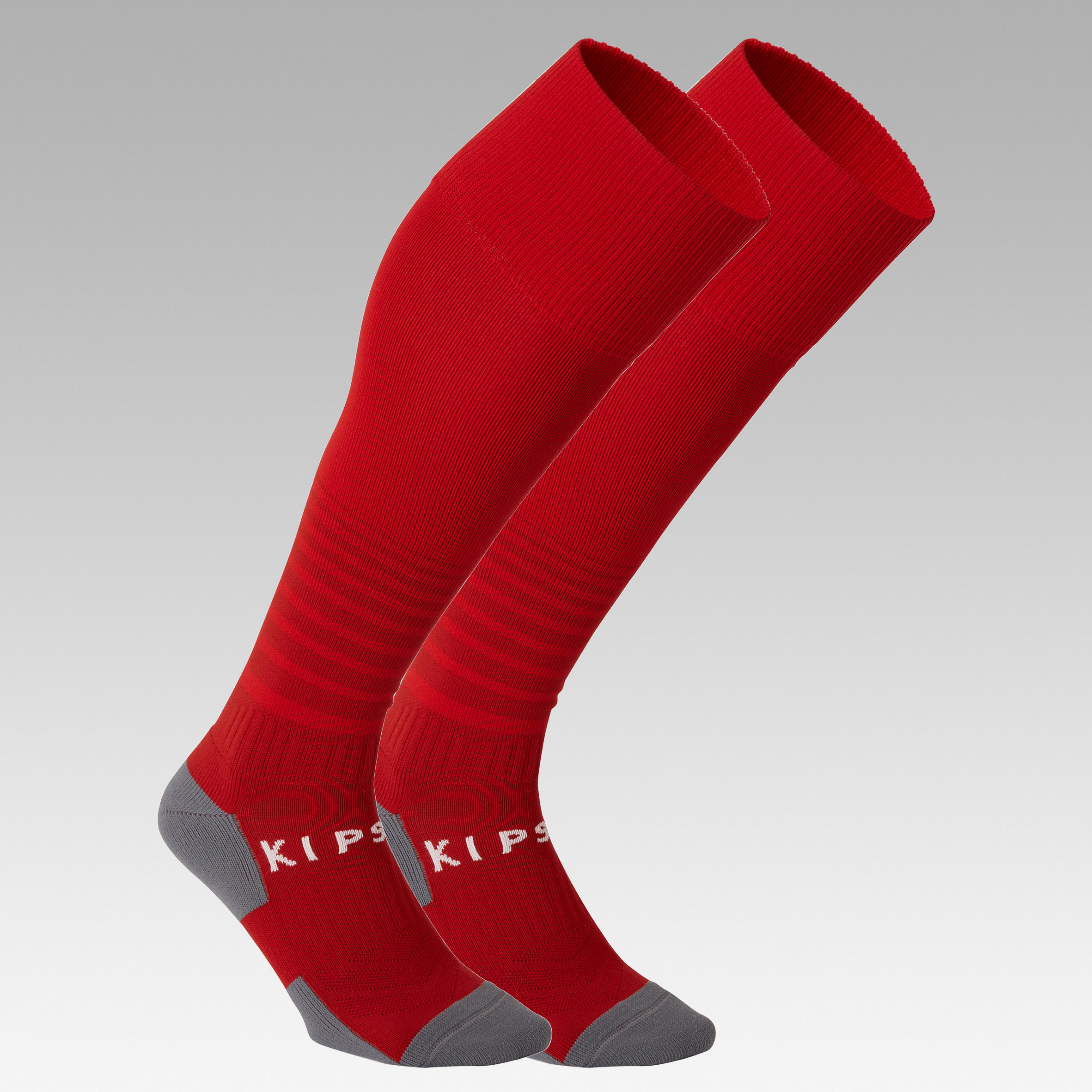 Kids Football Socks Viralto F500 Red with Stripes