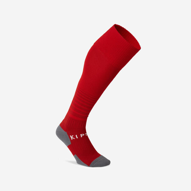 Kids Football Socks Viralto F500 - Red with Stripes