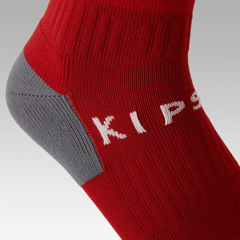 Chaussettes de football rayée enfant VIRALTO CLUB JR rouge