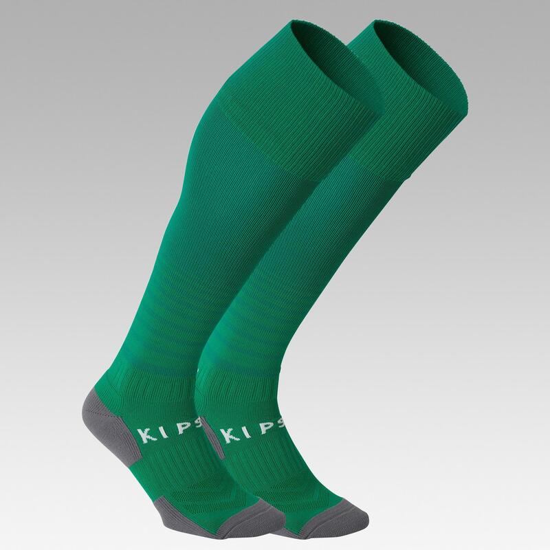 Chaussettes de football rayée enfant VIRALTO CLUB verte