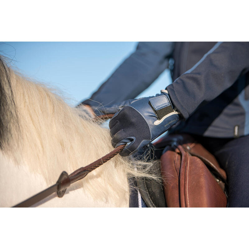 Gants équitation enfant 560 marine et bleu