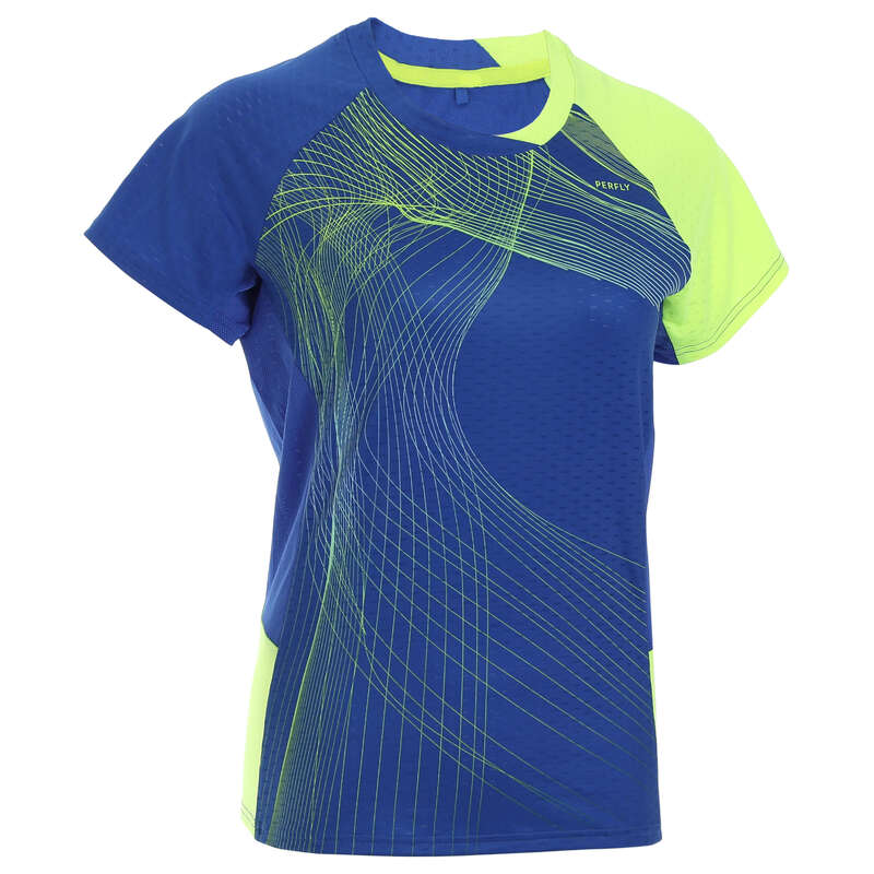 WOMEN'S INTERMEDIATE BADMINTON APPAREL Badminton - T SHIRT 560 W BLUE YELLOW PERFLY - Badminton Clothing