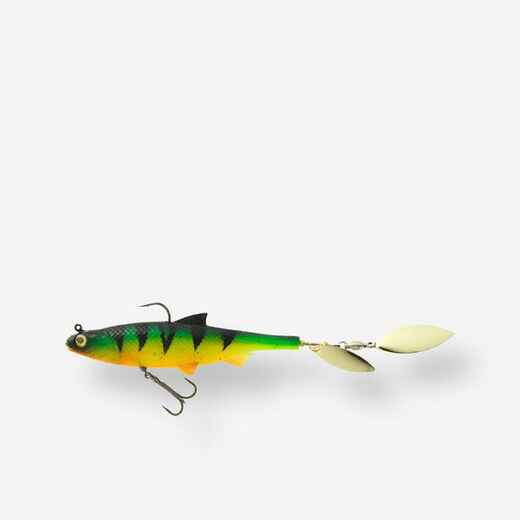 
      Gummiköder Shad mit Spinnerblättern Roachspin 120 Firetiger Spinnfischen
  