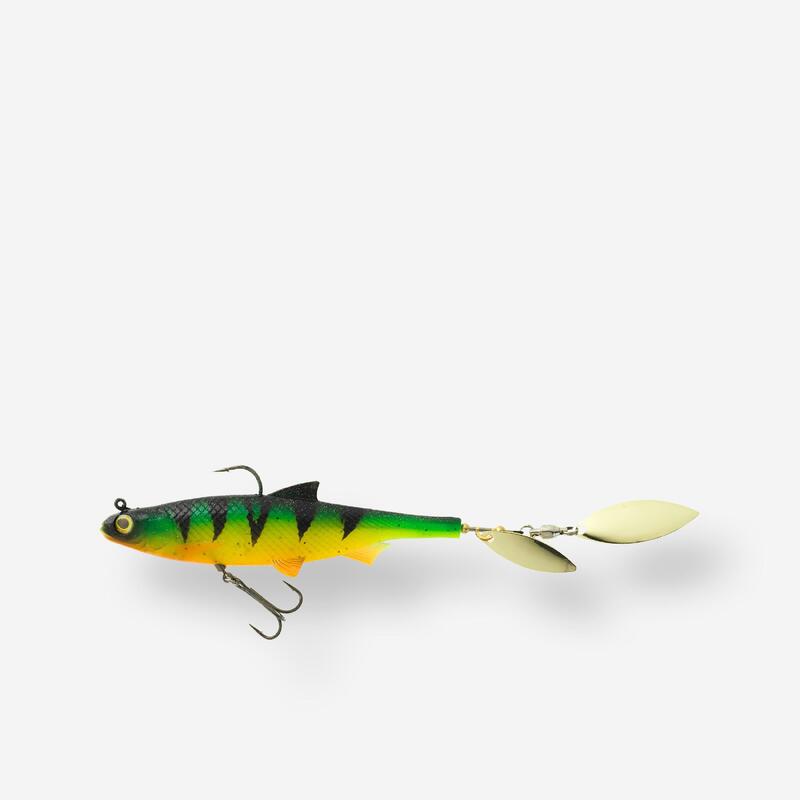 Gummiköder Shad mit Spinnerblättern Roachspin 120 Firetiger Spinnfischen