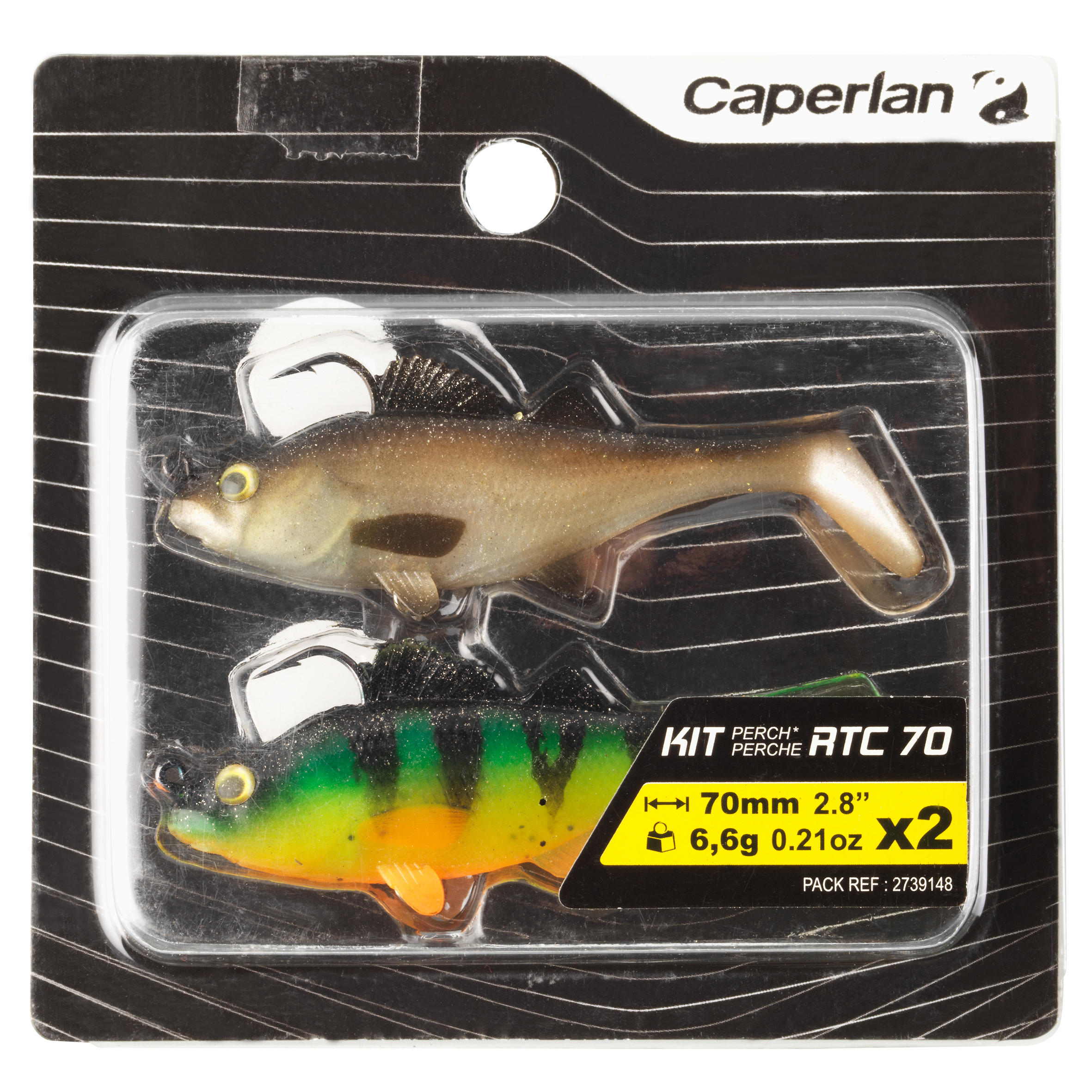 LEURRE SOUPLE SHAD PÊCHE AUX LEURRES ENSEMBLE PERCHE RTC 70 NATUREL / FIRETIGER - CAPERLAN