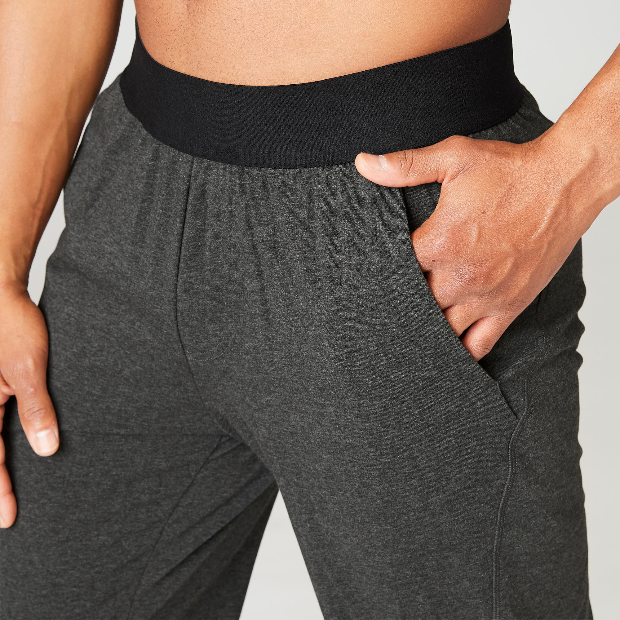 

Men's Gentle Yoga Organic Cotton Bottoms - Grey -  By KIMJALY | Decathlon