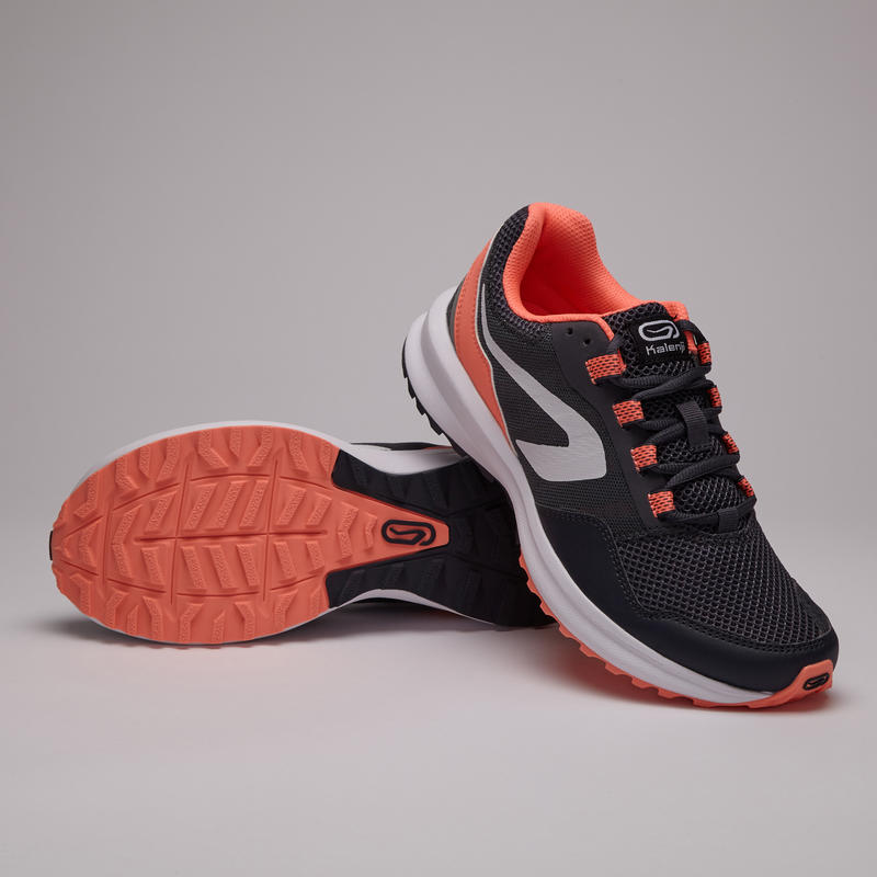 Tenis para correr Mujer Kalenji Active Grip Gris/Coral - Decathlon
