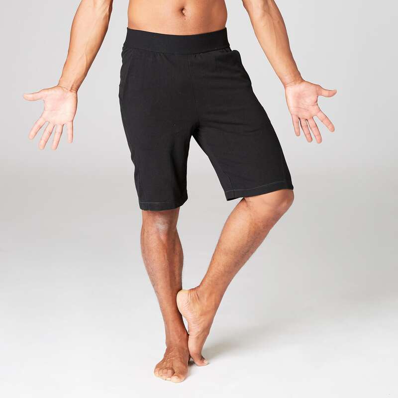 Men's Cotton Yoga Shorts - Grey - Grey, Black - Kimjaly - Decathlon