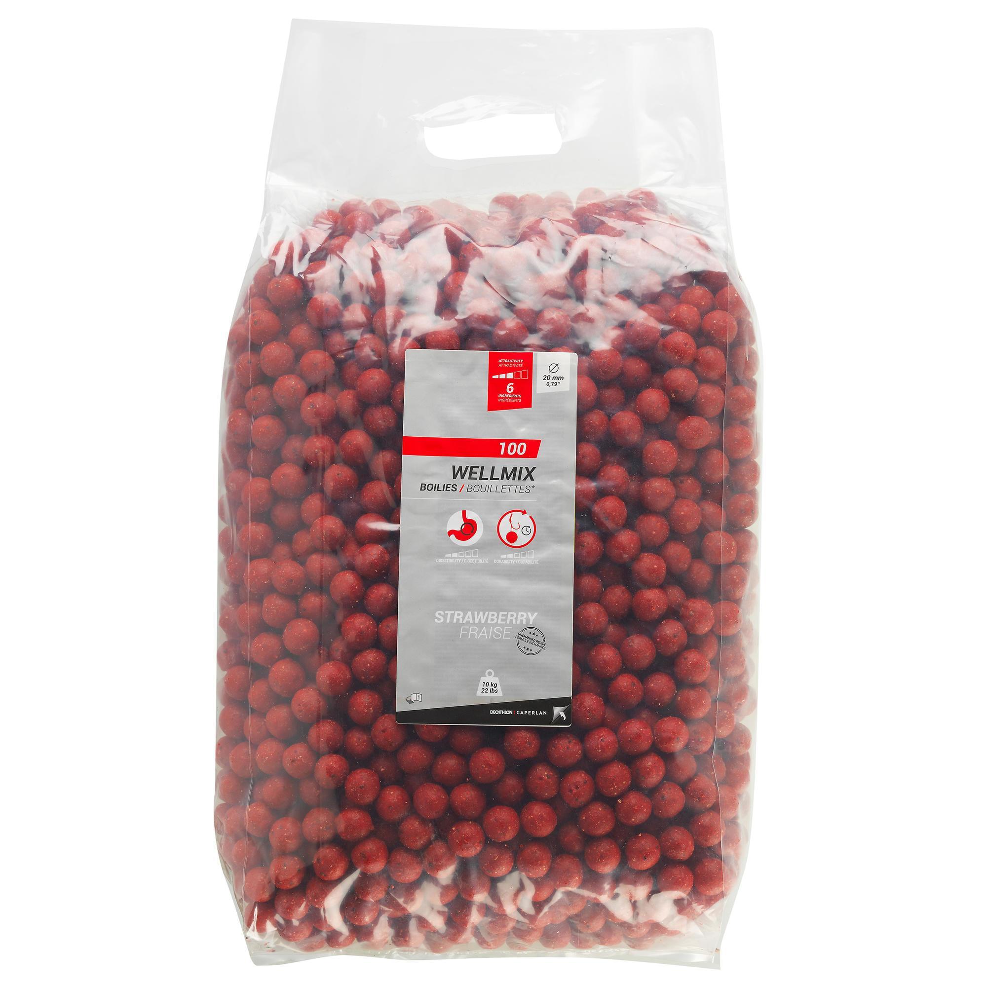 Boilies para pesca à carpa wellmix 20 mm 10 kg morango
