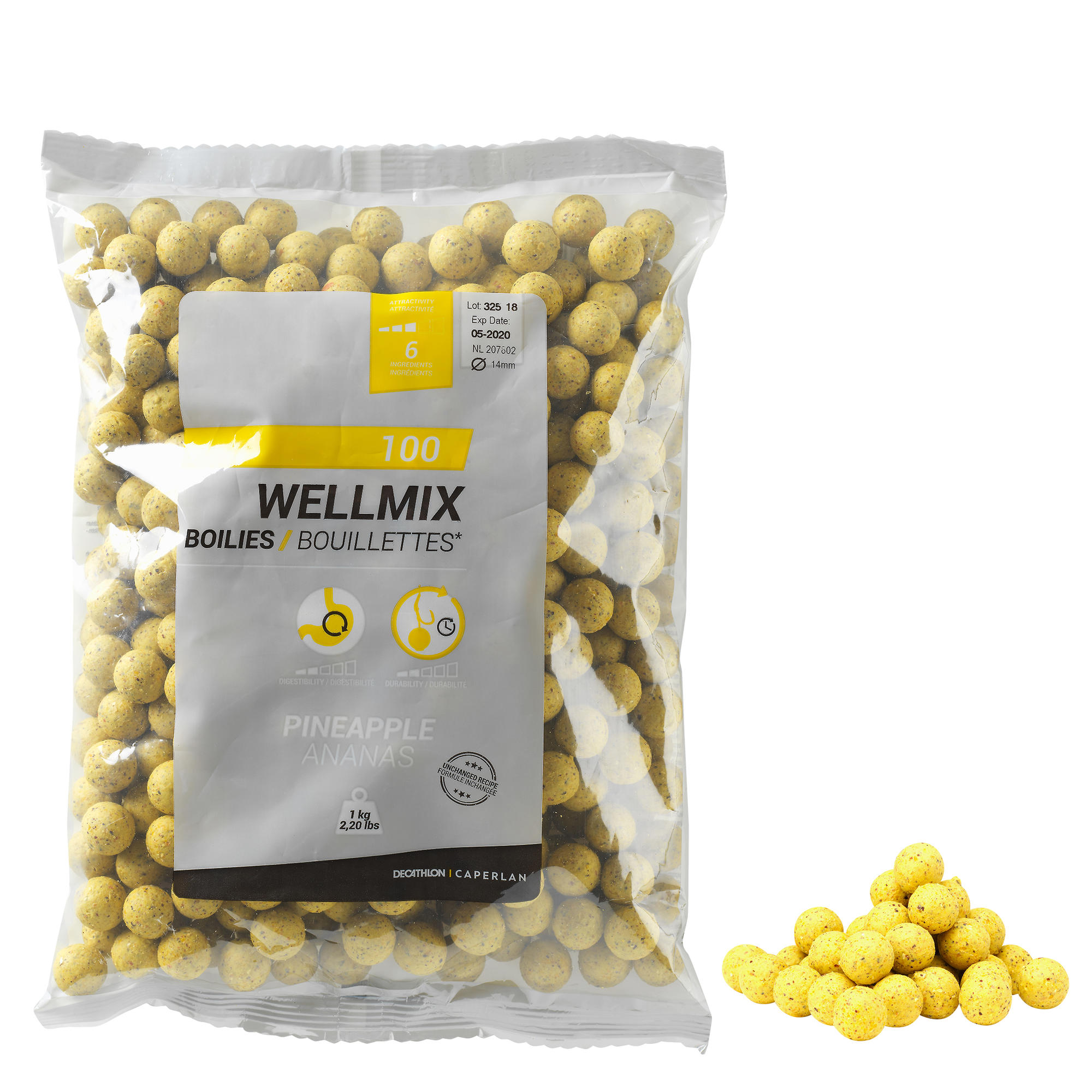 Carp Fishing Boilies WELLMIX 14 mm PINEAPPLE 1 kg | Caperlan