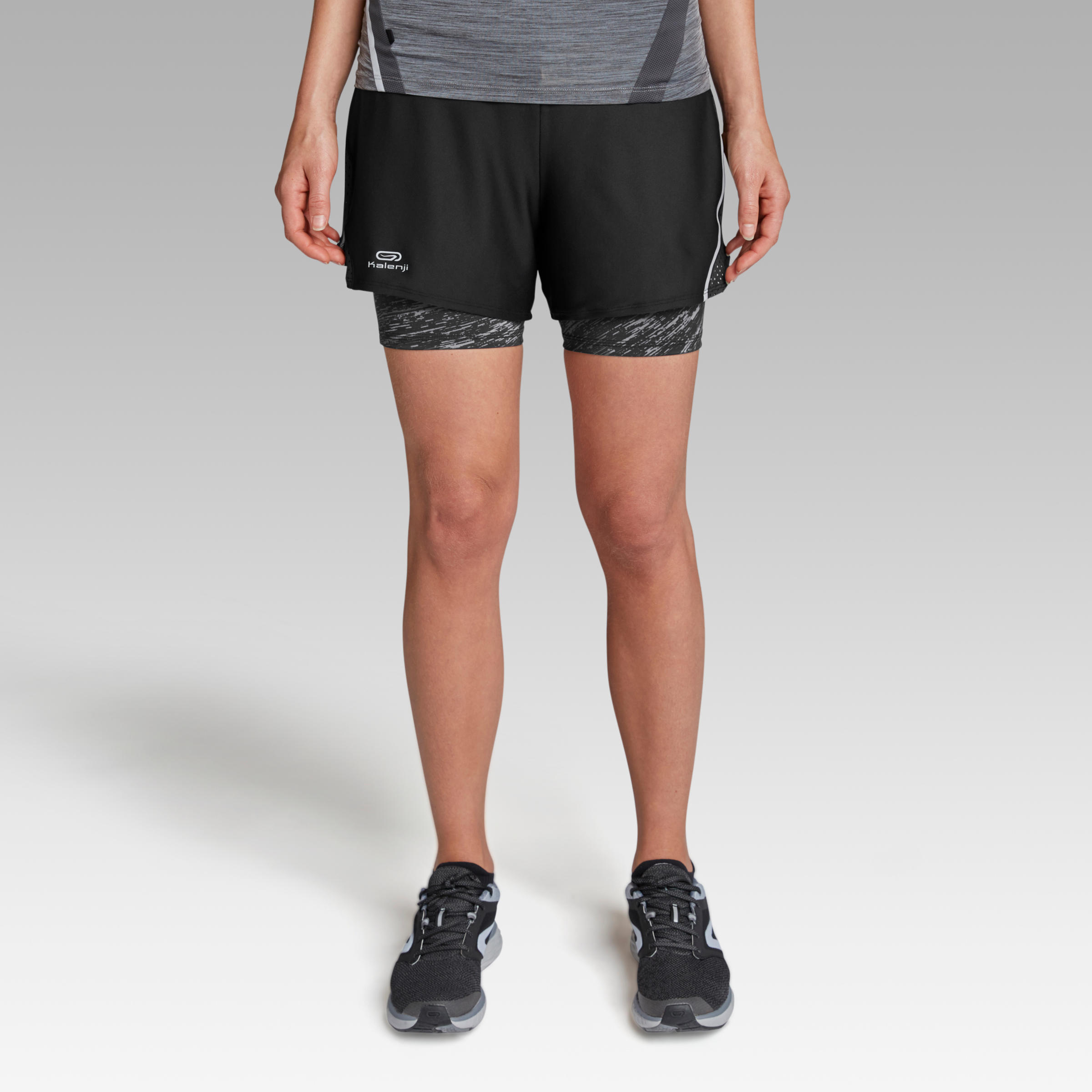 DRY+ 2 IN 1 WOMEN'S RUNNING SHORTS - BLACK 3/11