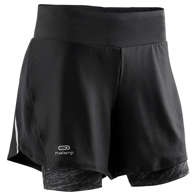 REGULAR WOMAN JOG WARM/MILD WHTR CLOTHES - RUN DRY+ 2-IN-1 WOMEN'S SHORTS KALENJI