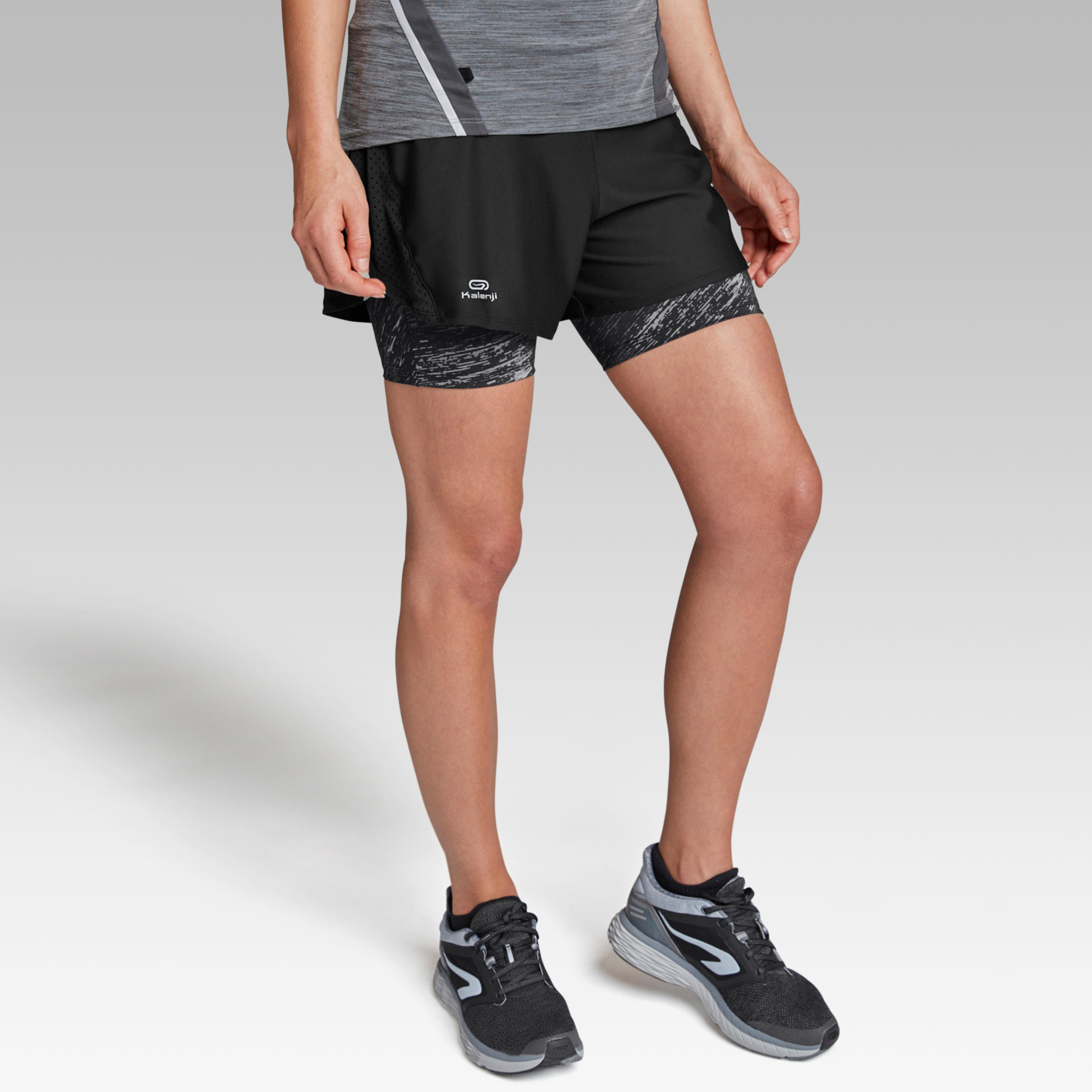 DRY+ 2 IN 1 WOMEN'S RUNNING SHORTS - BLACK 2/11