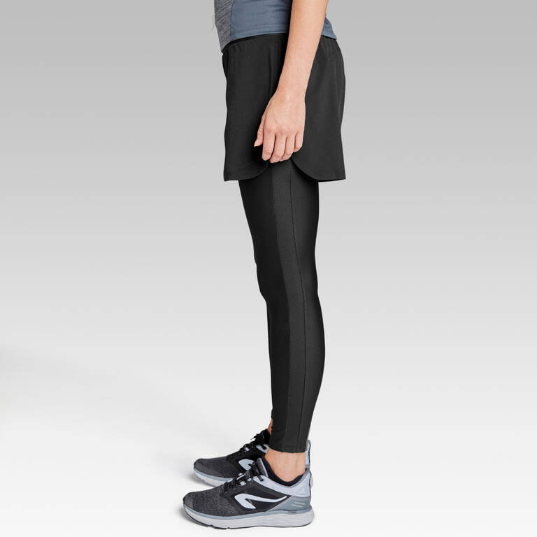 Women's Running Shorts with Built-In Tights Dry+ - black