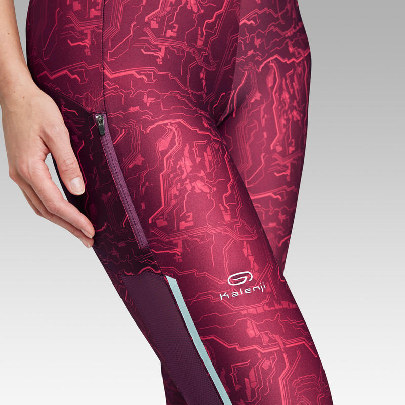 Leggings Mallas 3/4 Deportivas Running Kalenji Run Dry+ Mujer Morado