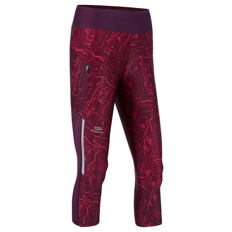 RUN DRY+ WOMEN'S RUNNING CROPPED BOTTOMS - BURGUNDY RUN DRY+ WOMEN'S RUNNING CROPPED BOTTOMS - BURGUNDY