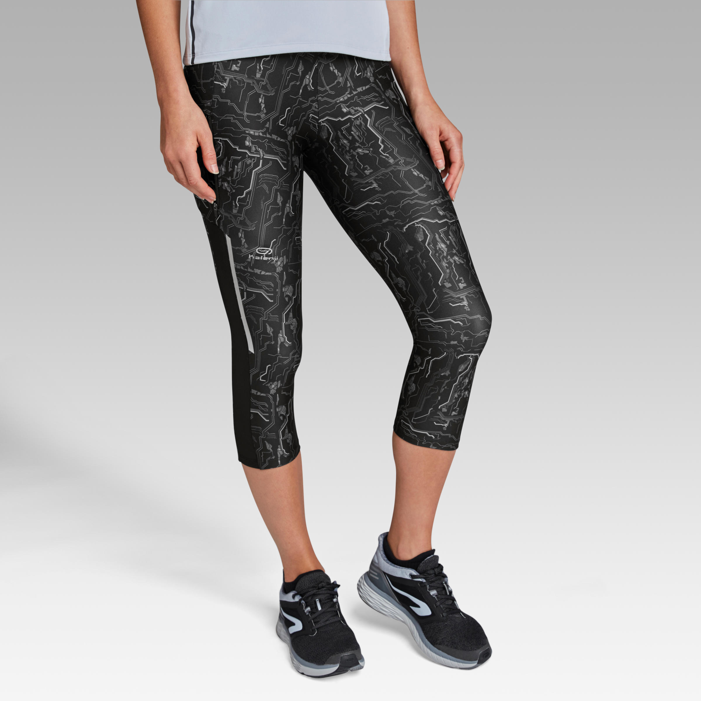 

Run Dry+ Women's Running Cropped Bottoms - Black -  By KALENJI | Decathlon