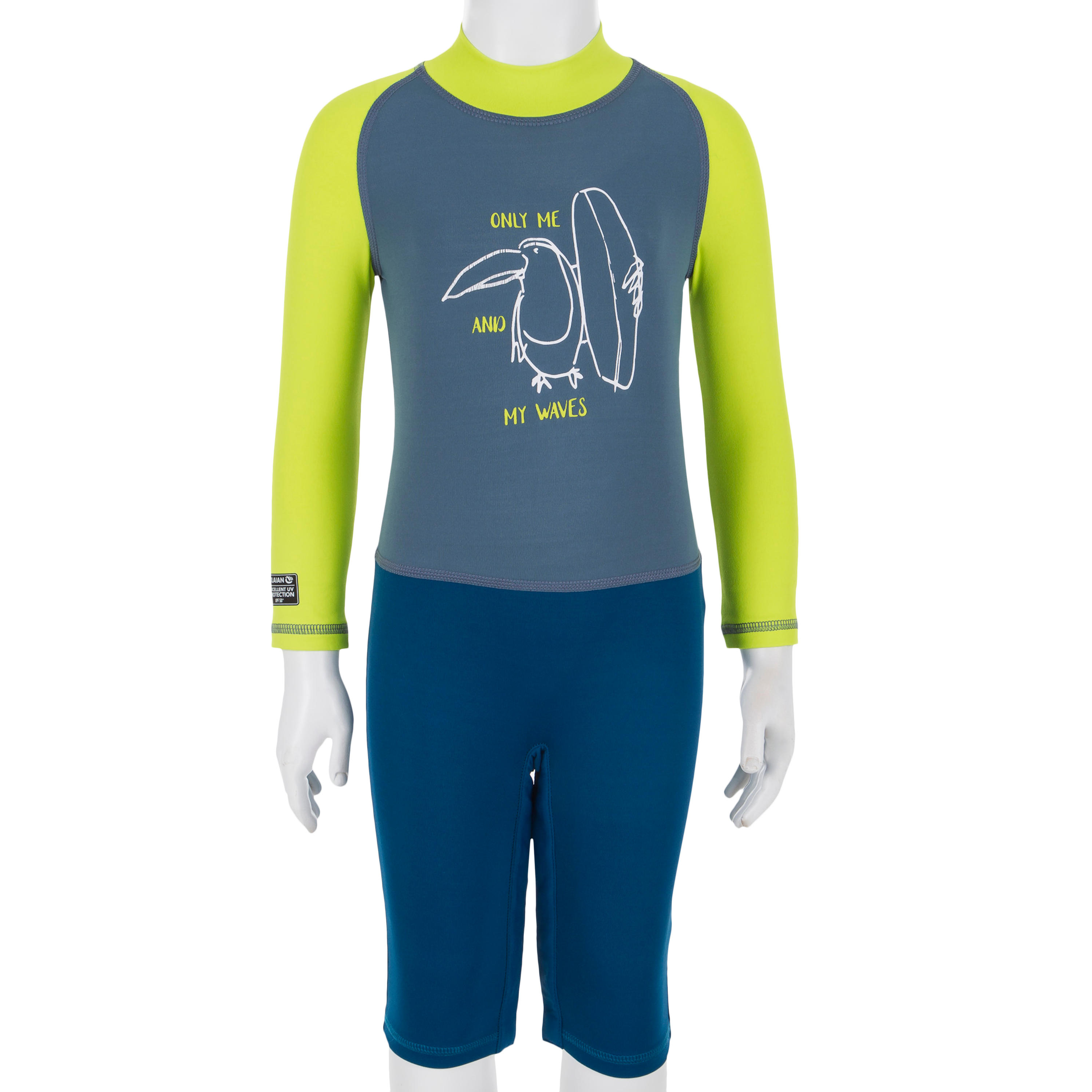 UV-resistant baby's short sleeve surfing shorty t-shirt – lime green 2/8