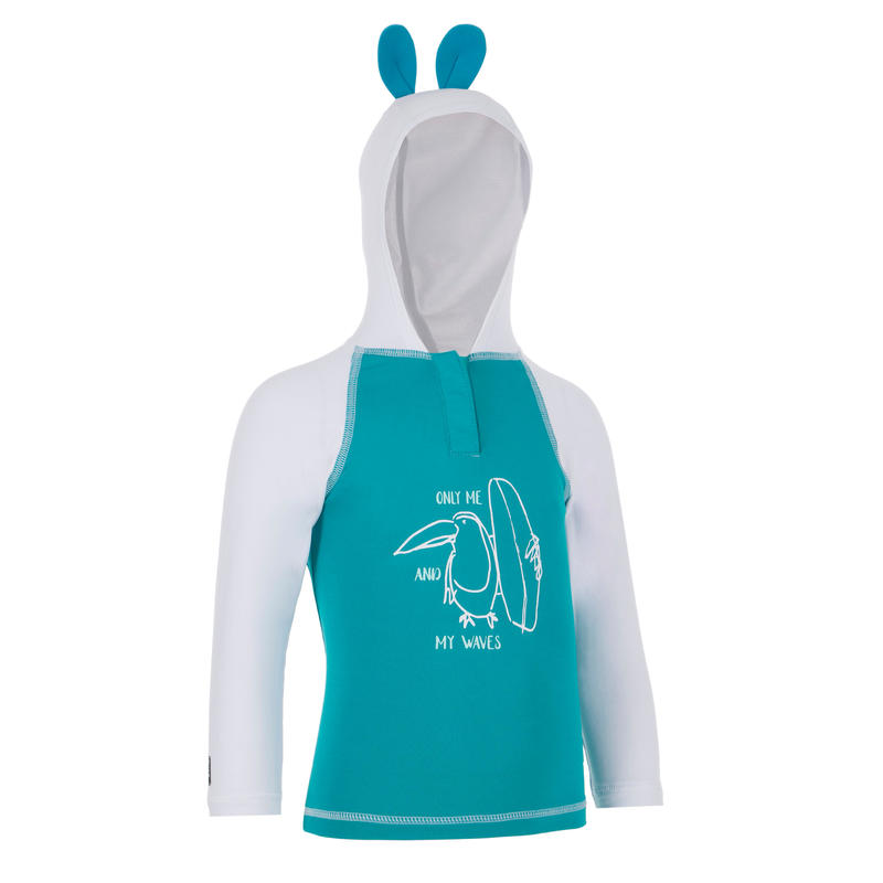 100 Baby Uv Protection T Shirt With Hood Turquoise