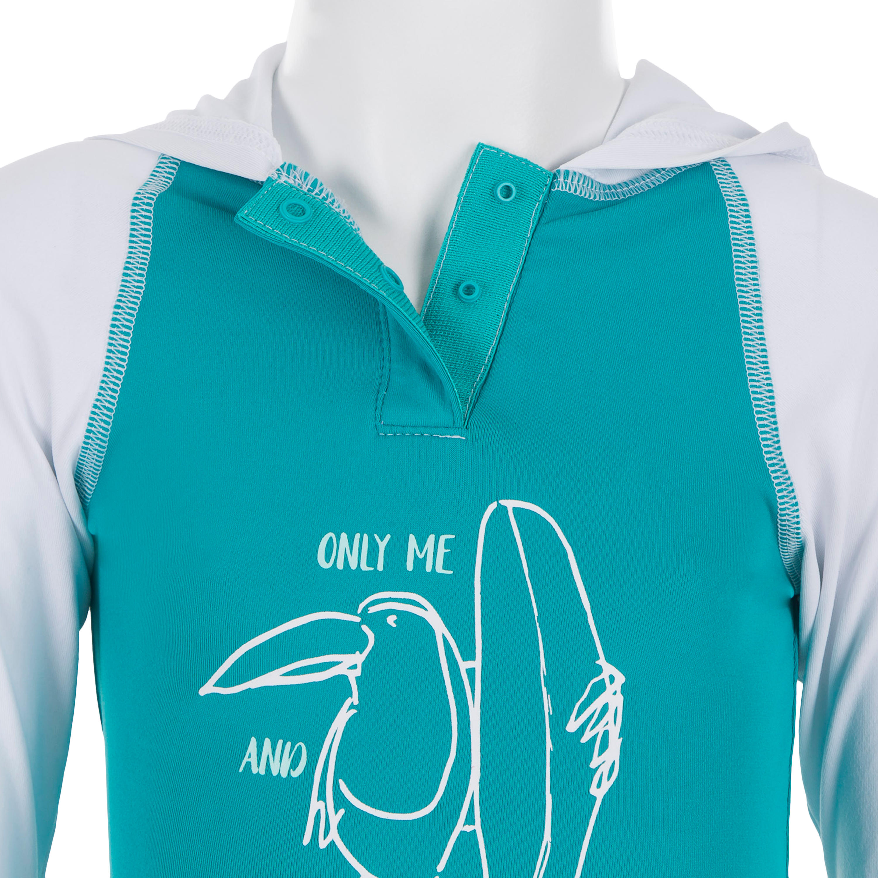 100 Baby UV-Protection T-Shirt with Hood - Turquoise 6/6