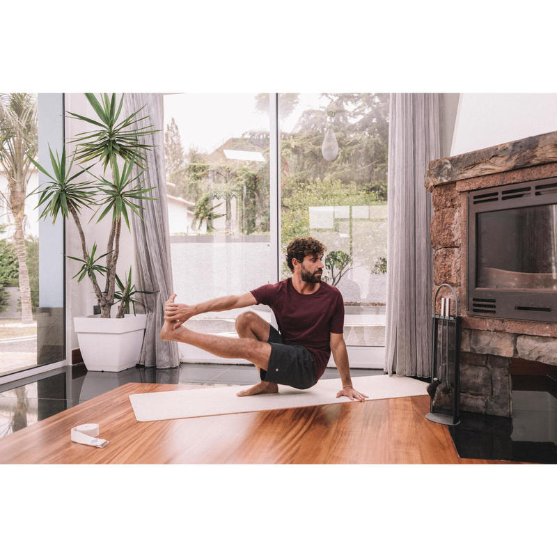 Yoga Mati Minderi Dogal Kaucuk Jut 4 Mm Bej Domyos By Decathlon