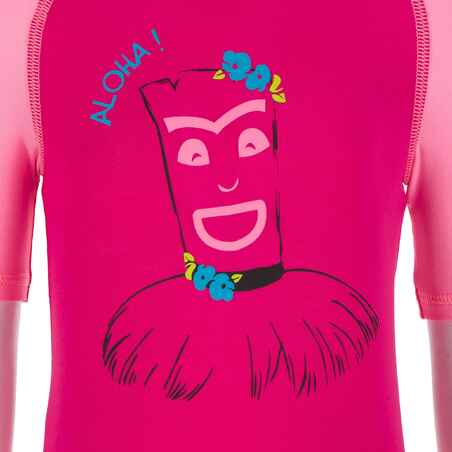 Baby Short Sleeve UV Protection Surfing Shorty T-Shirt - Pink