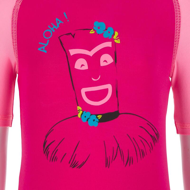 tee shirt anti UV shorty surf manches courtes bébé rose