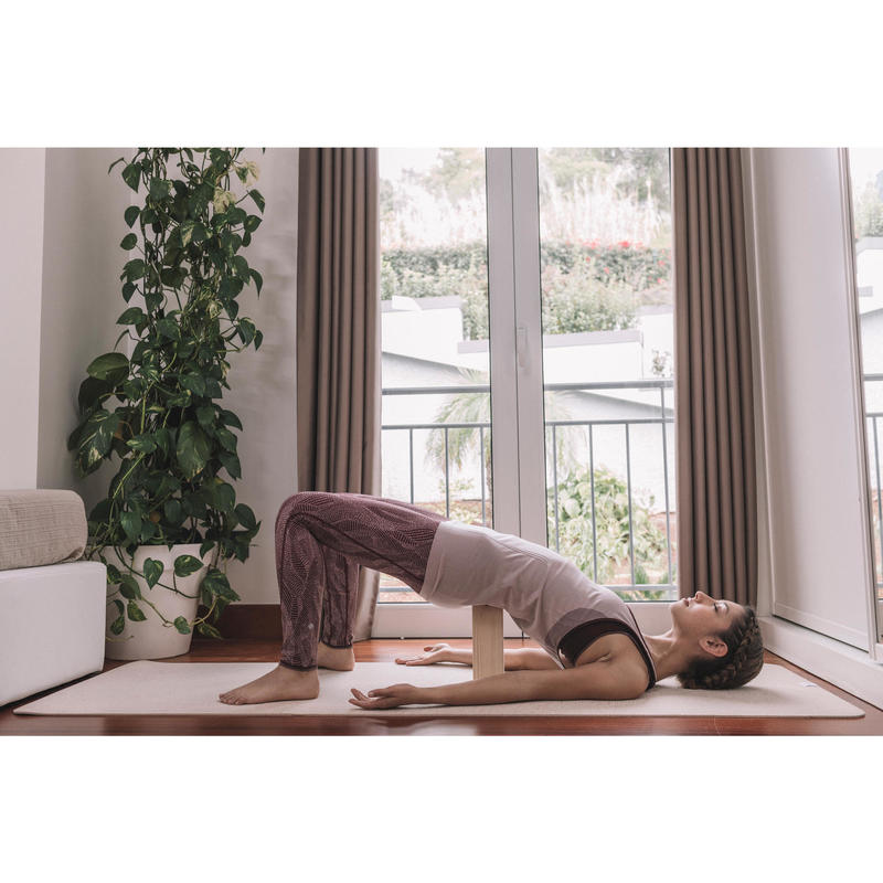 Yoga Mati Minderi Dogal Kaucuk Jut 4 Mm Bej Domyos By Decathlon