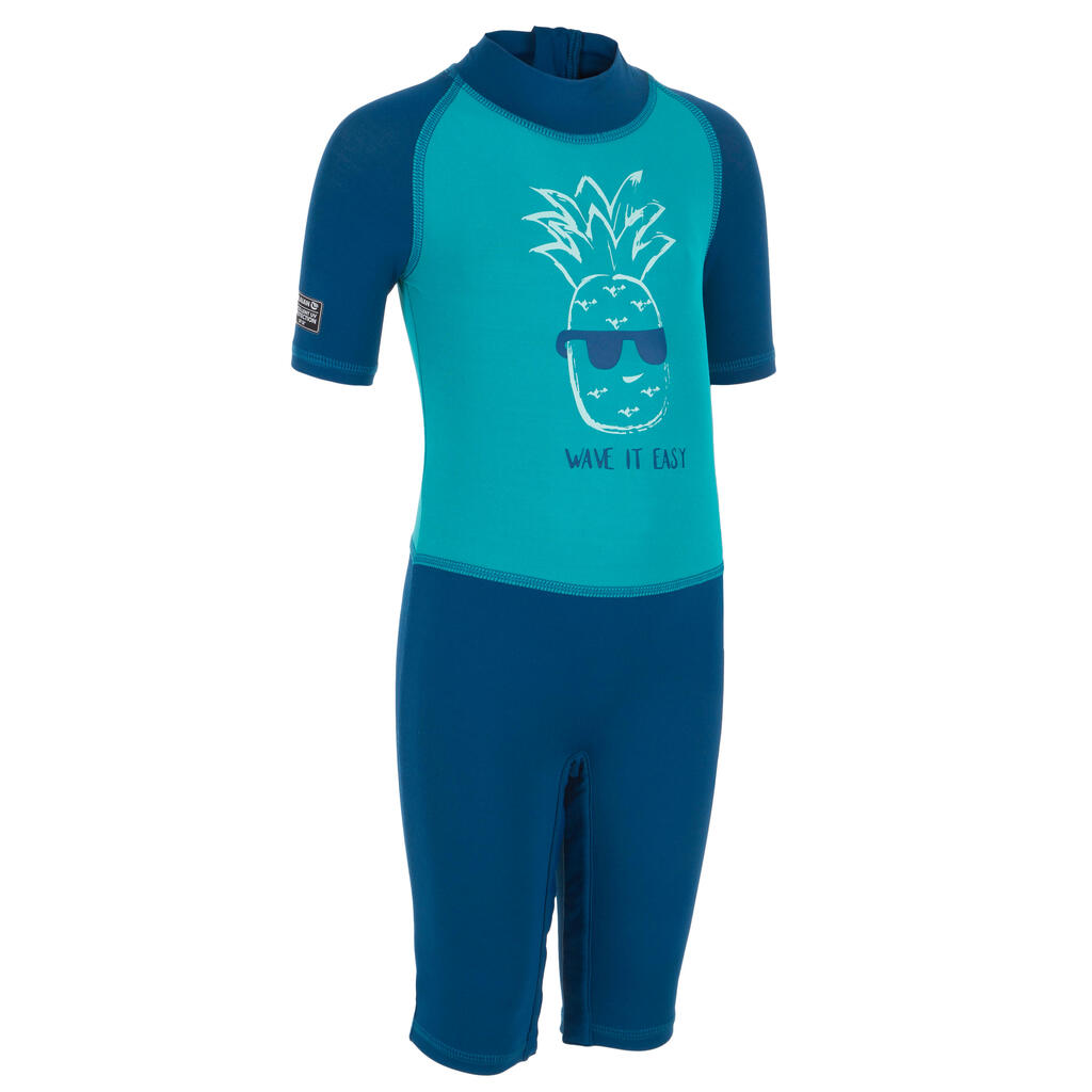 Μπεμπέ κοντομάνικη στολή surfing προστασίας από τις uv - μπλε