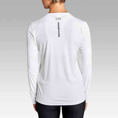 Women's long-sleeved running T-shirt Sun Protect - white