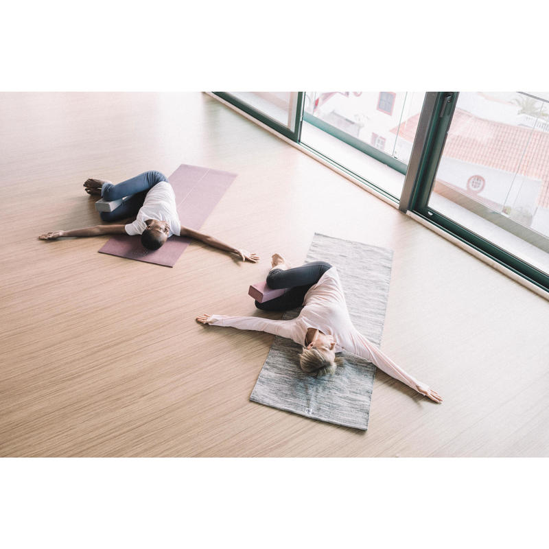 Gentle Yoga Cotton Mat 4 Mm Mottled Grey Domyos By Decathlon