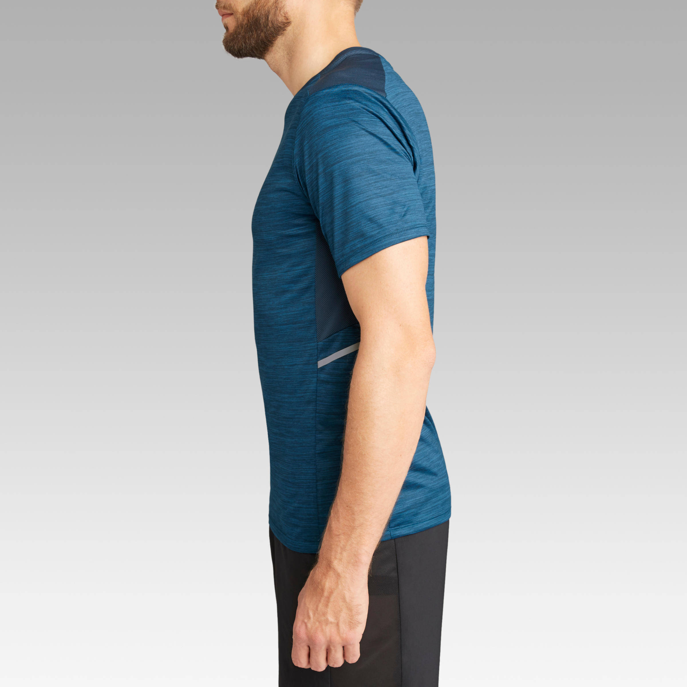Men Running T-Shirt, Quick Dry, Crew Neck - Prussian Blue -  3
