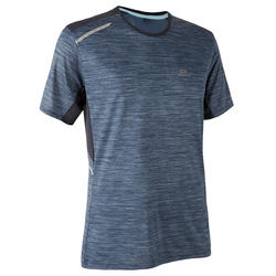 Camiseta Manga Corta Running Kalenji Run DRY+ Hombre Azul Jaspeado