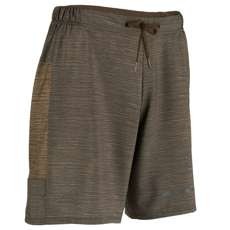 REGULAR MAN JOG WARM/MILD WTHR CLOTHES Clothing - RUN DRY+ M SHORTS flckd brown KALENJI - Bottoms