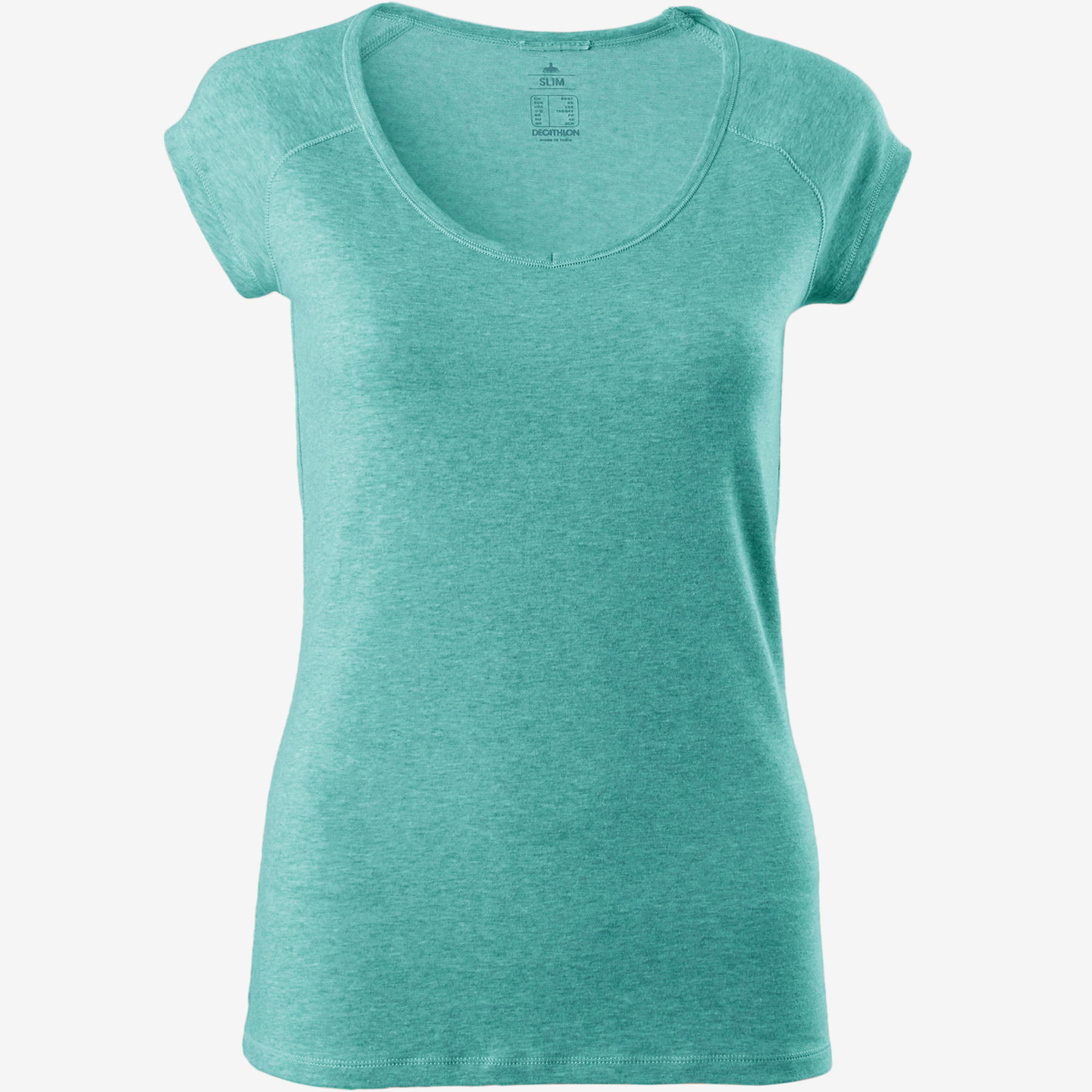 

500 Women' Slim-Fit Pilates & Gentle Gym T-Shirt - Blue -  By NYAMBA | Decathlon