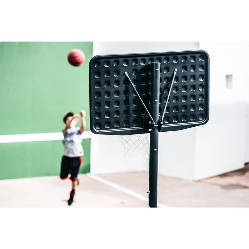 Basketbalpaal B100 verstelbaar van 2,20 m tot 3,05 m zwart