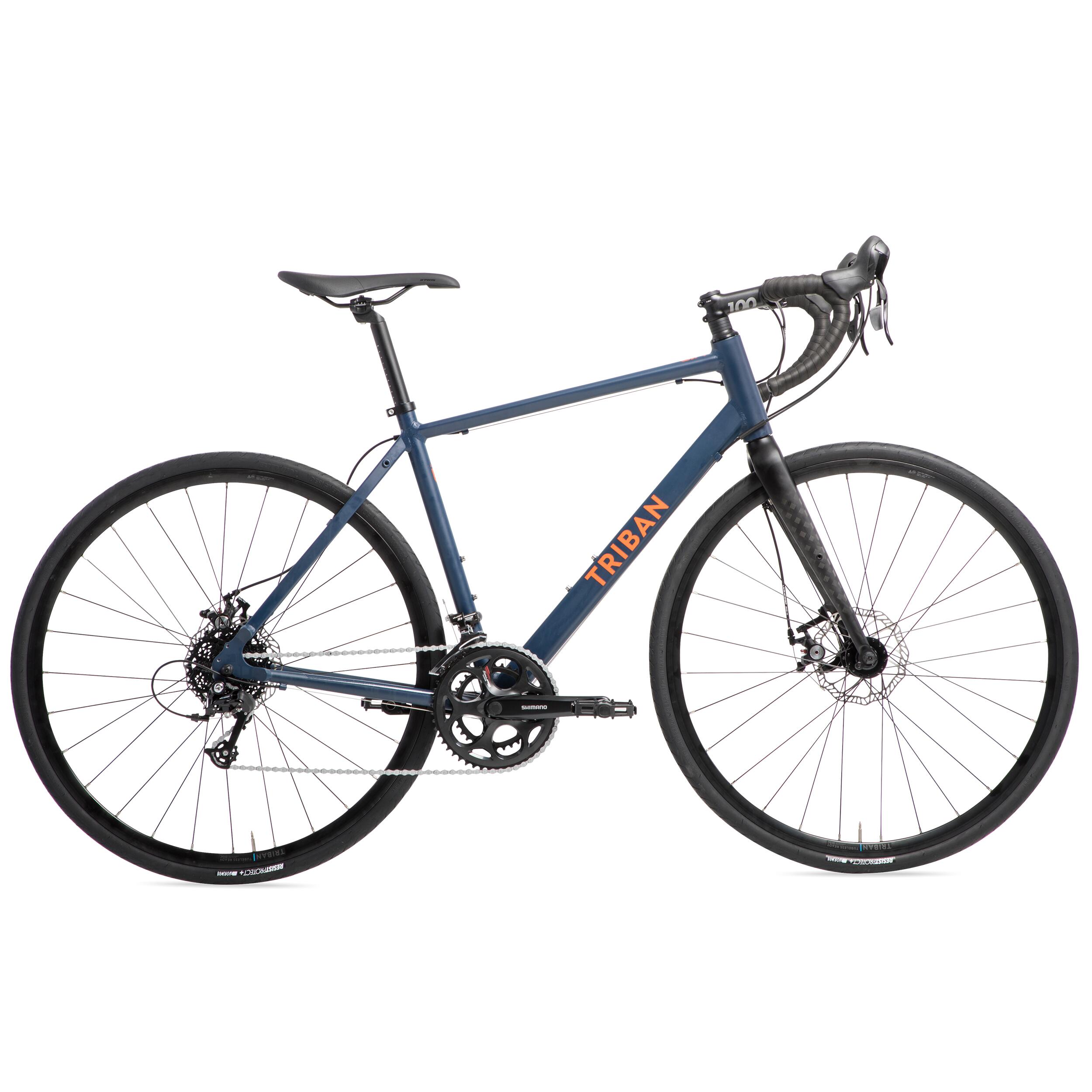 Bicicletă de șosea RC 120 Disc Albastru-Portocaliu decathlon.ro imagine noua