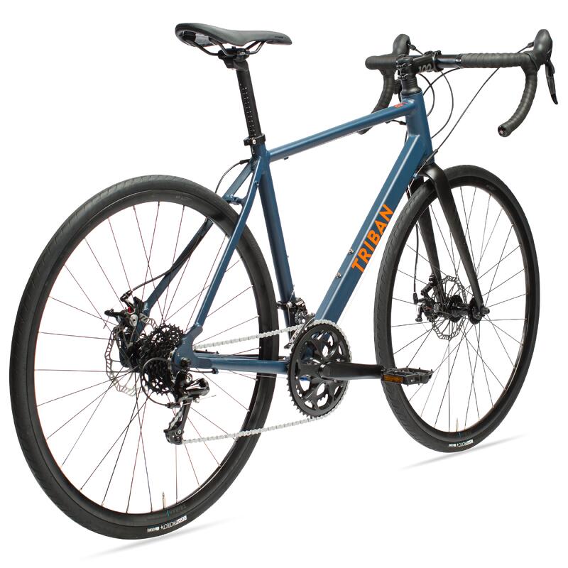 Bicicleta de carretera aluminio freno de disco Triban RC 120 azul naranja