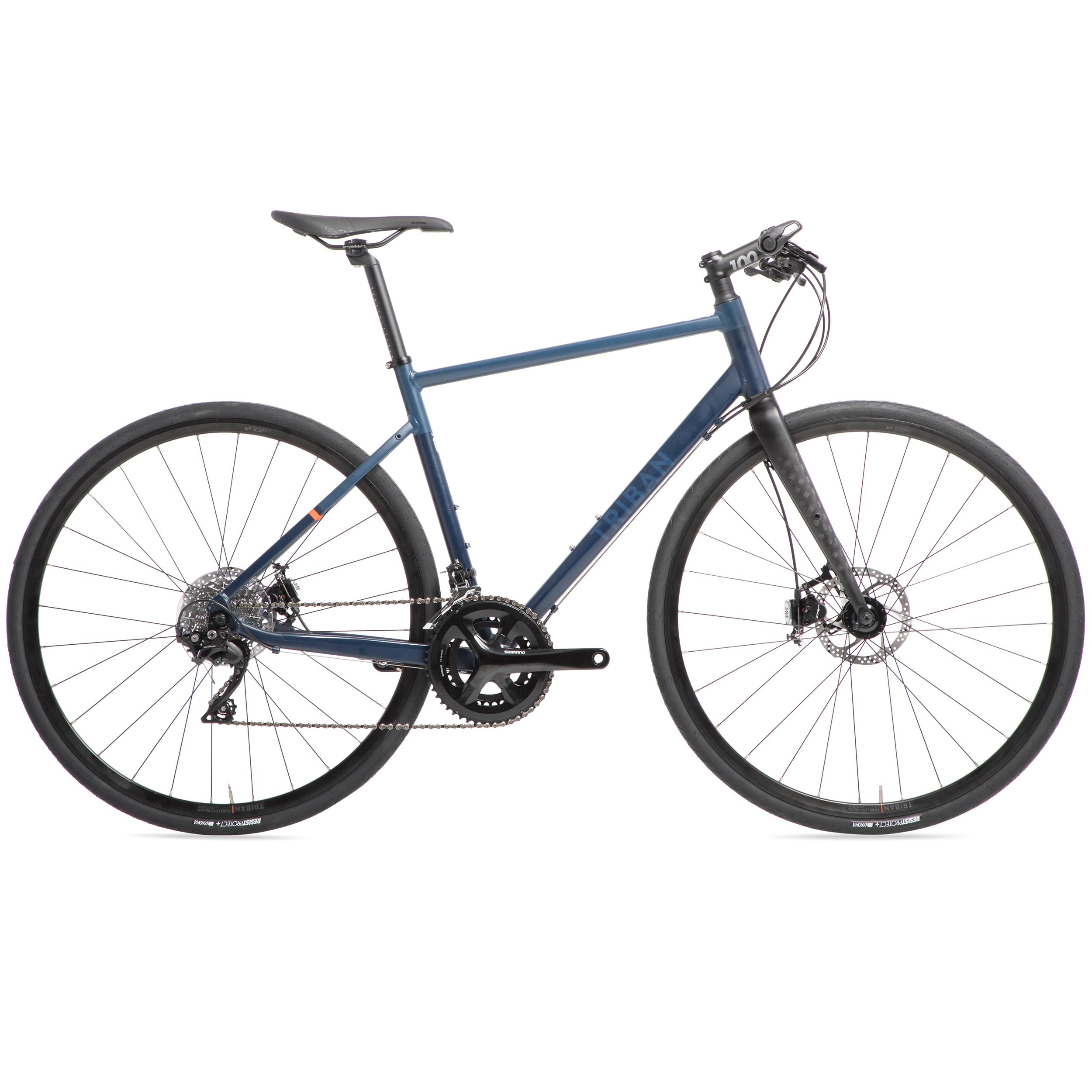 Bicicletă de șosea RC520 Flatbar frână pe disc Albastru decathlon.ro Biciclete