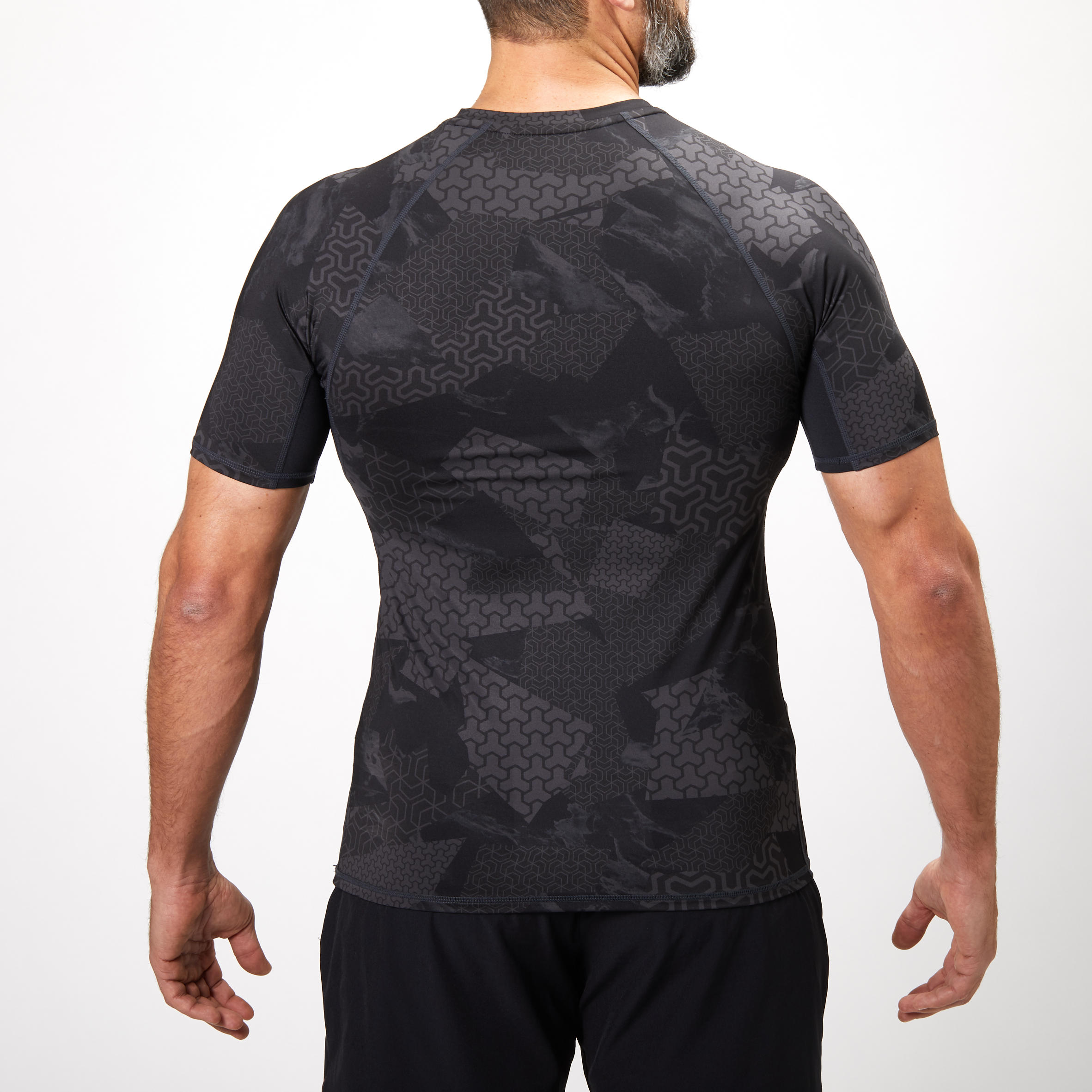 Weight Training Compression T-Shirt - Black/Grey 3/4