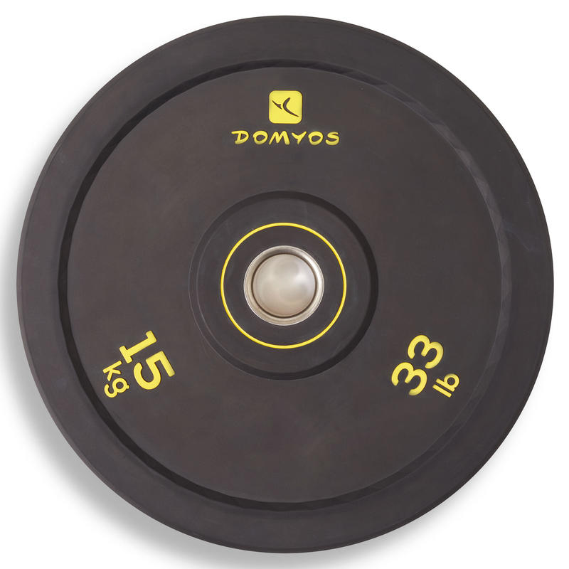 Weightlifting Bumper Disc 15 kg Inner Diameter 50 mm Decathlon