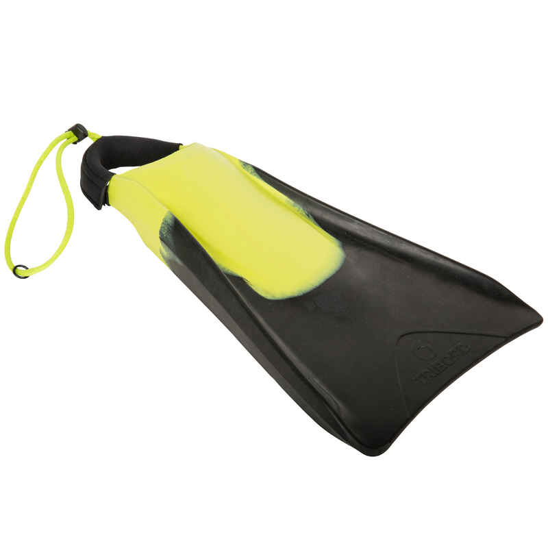 500 Bodyboard Fins with Leash - Black Yellow