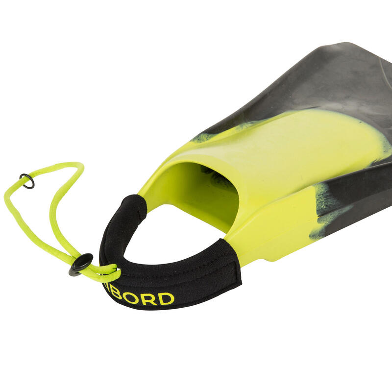 Labe de înot Bodyboard 500 cu Coardă Negru / Galben 